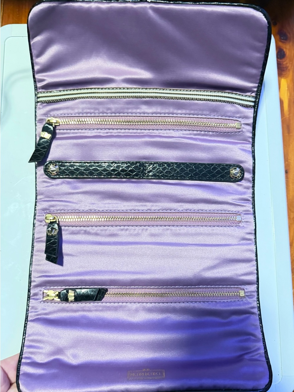 Henri Bendel Disturbed Stripe Travel Jewelry Roll / Wrap - Picture 2 of 14